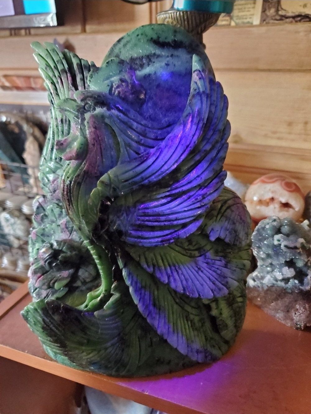 Green and Purple Carved Decorative Sculpture - Home Art